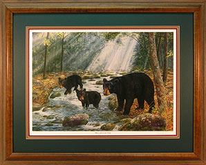 "Bear Feet In The Creek" - Black Bears by wildlife artist Randy McGovern