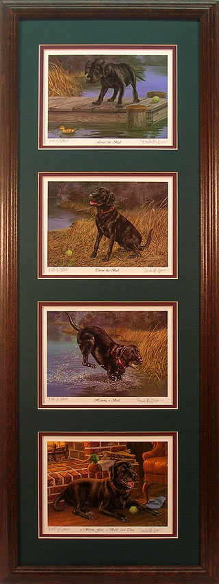 Set of 4 Black Labrador Retriever prints by Randy McGovern