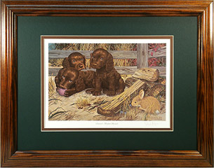 "Cornered" - Boykin Spaniel puppies by artist Randy McGovern