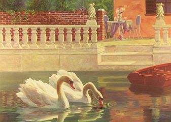 "Dinner For Two" - Swans by wildlife artist Randy McGovern