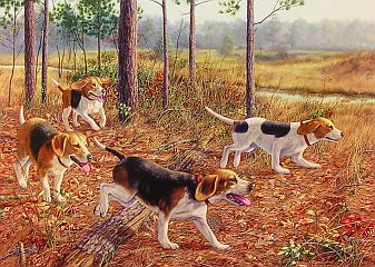 "Eager Beagles" by wildlife artist Randy McGovern