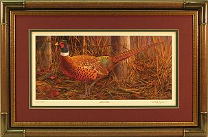 "Fence Walk" - Ringneck Pheasant by wildlife artist Randy McGovern