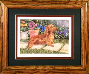 "Fluff & Flowers" - Red Dachshund by wildlife artist Randy McGovern