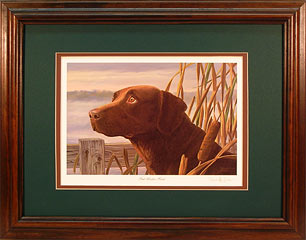 "Fowl Weather Friend" - Chocolate Lab by artist Randy McGovern