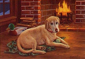 "Gaining Affection" - Yellow Lab print by Randy McGovern