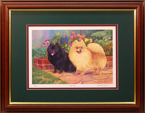 "Patio Poms" - Pomeranian print by wildlife artist Randy McGovern