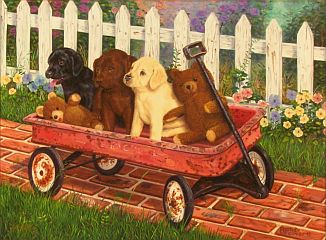 "Puppy Love" - Labrador puppies by wildlife artist Randy McGovern