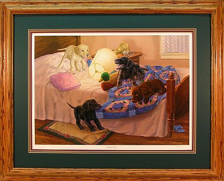 "Slumber Party" - Lab puppies by wildlife artist Randy McGovern