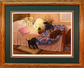 "Slumber Party" - Lab puppies by artist Randy McGovern