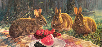 "Sunny Bunnies" - Rabbits by wildlife artist Randy McGovern