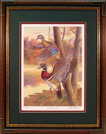 "Wood Ducks at Dawn" - Waterfowl Art print by Randy McGovern