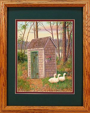 "Discount Plumbing" - Country Outhouse by Artist Randy McGovern