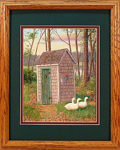 "Discount Plumbing" - Country Outhouse by Randy McGovern