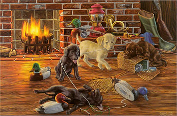 "Good Sports" - Labrador puppies by artist Randy McGovern